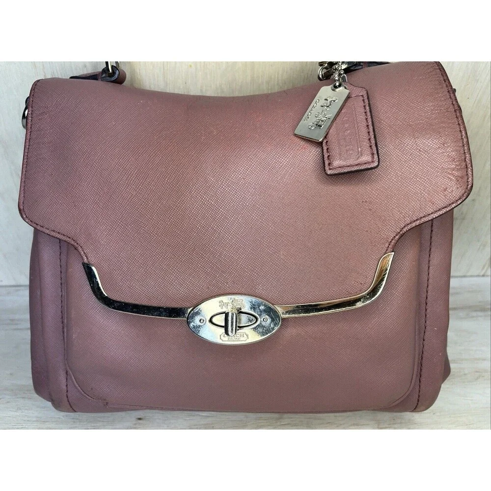 Vintage COACH MADISON LEATHER SATCHEL BAG PURSE PINK MAUVE 27350